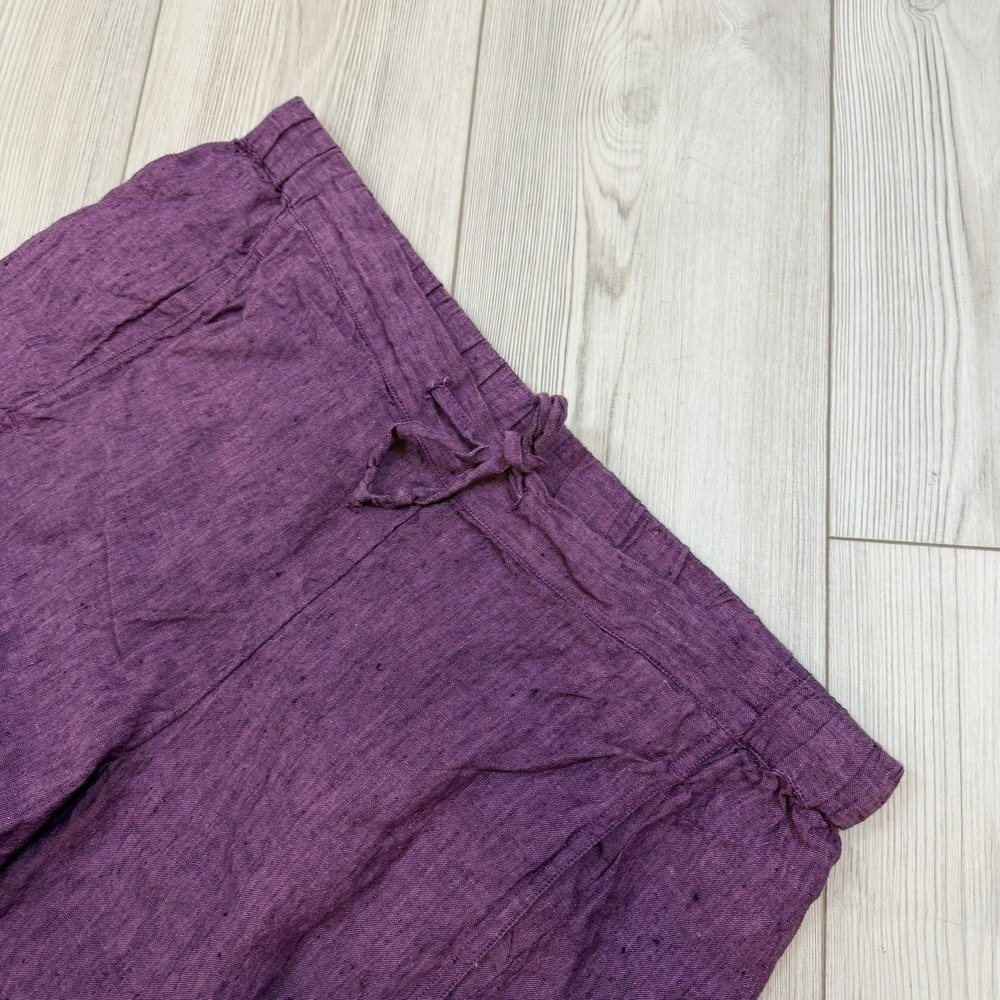 Coldwater Creek Deep Plum Cropped Linen-Blend Pants - Picture 4 of 11